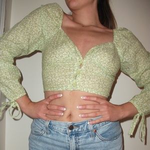 Lime Green Floral Penny Blouse